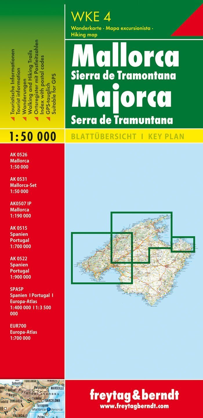 Carte de randonnée - Majorque, Serra de Tramuntana, WKE4 | Freytag & Berndt carte de randonnée Freytag & Berndt
