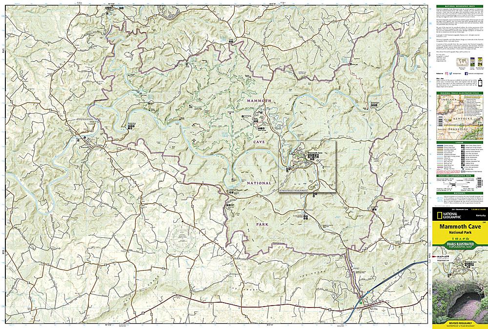 Carte de randonnée - Mammoth Cave National Park (Kentucky), n° 234 | National Geographic carte pliée National Geographic 