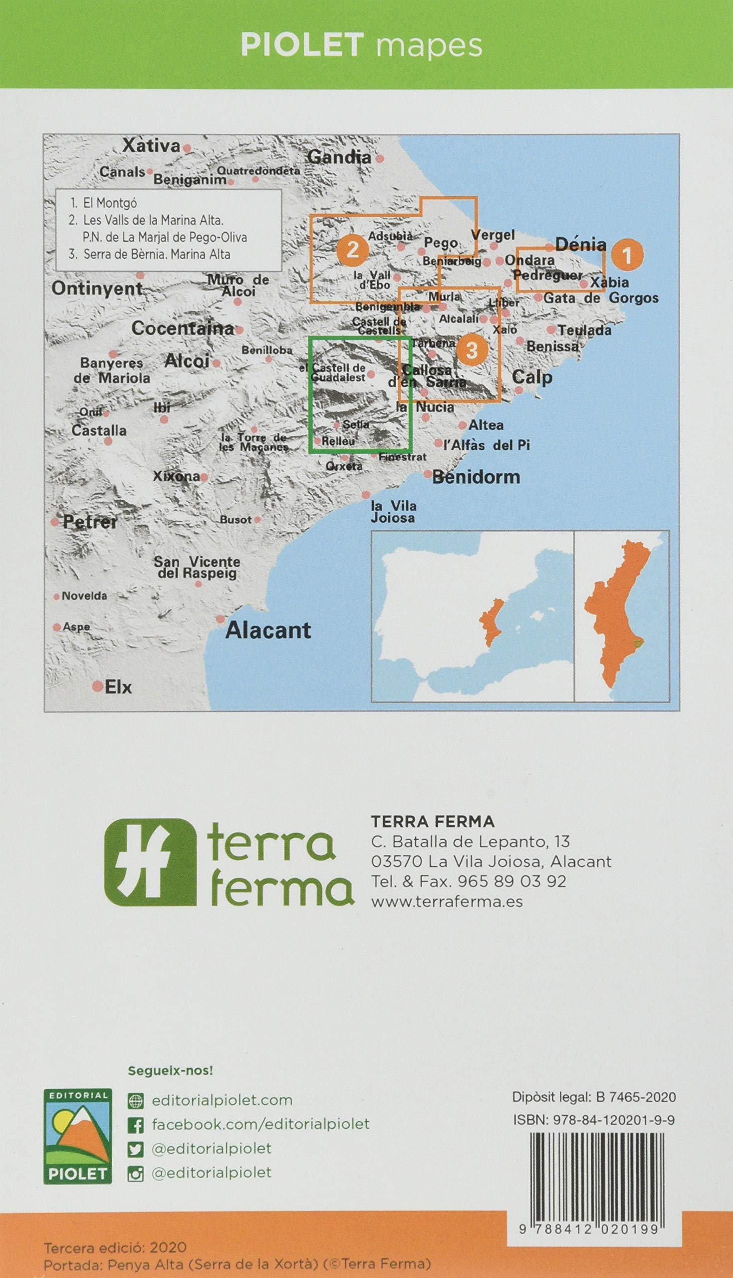 Carte de randonnée - Marina Baixa, Serra d'Aitana (Alicante) | Piolet carte de randonnée Editorial Piolet