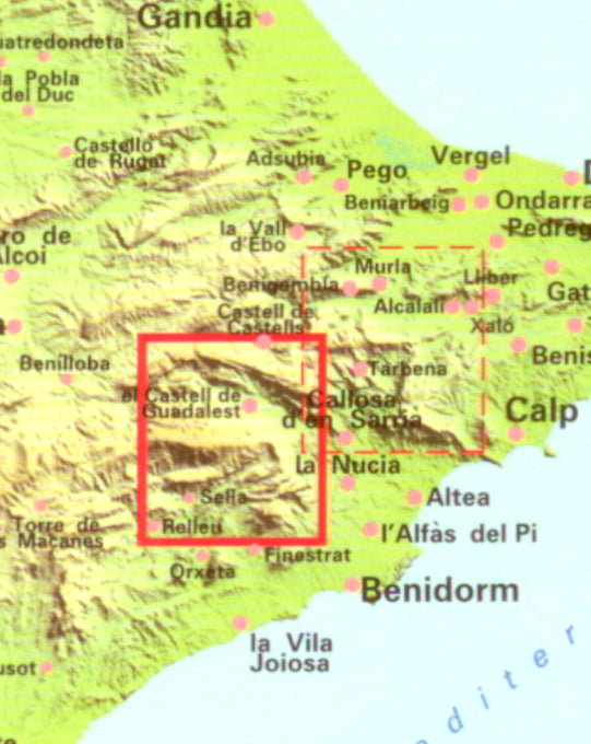 Carte de randonnée - Marina Baixa, Serra d'Aitana (Alicante) | Piolet carte pliée Editorial Piolet 