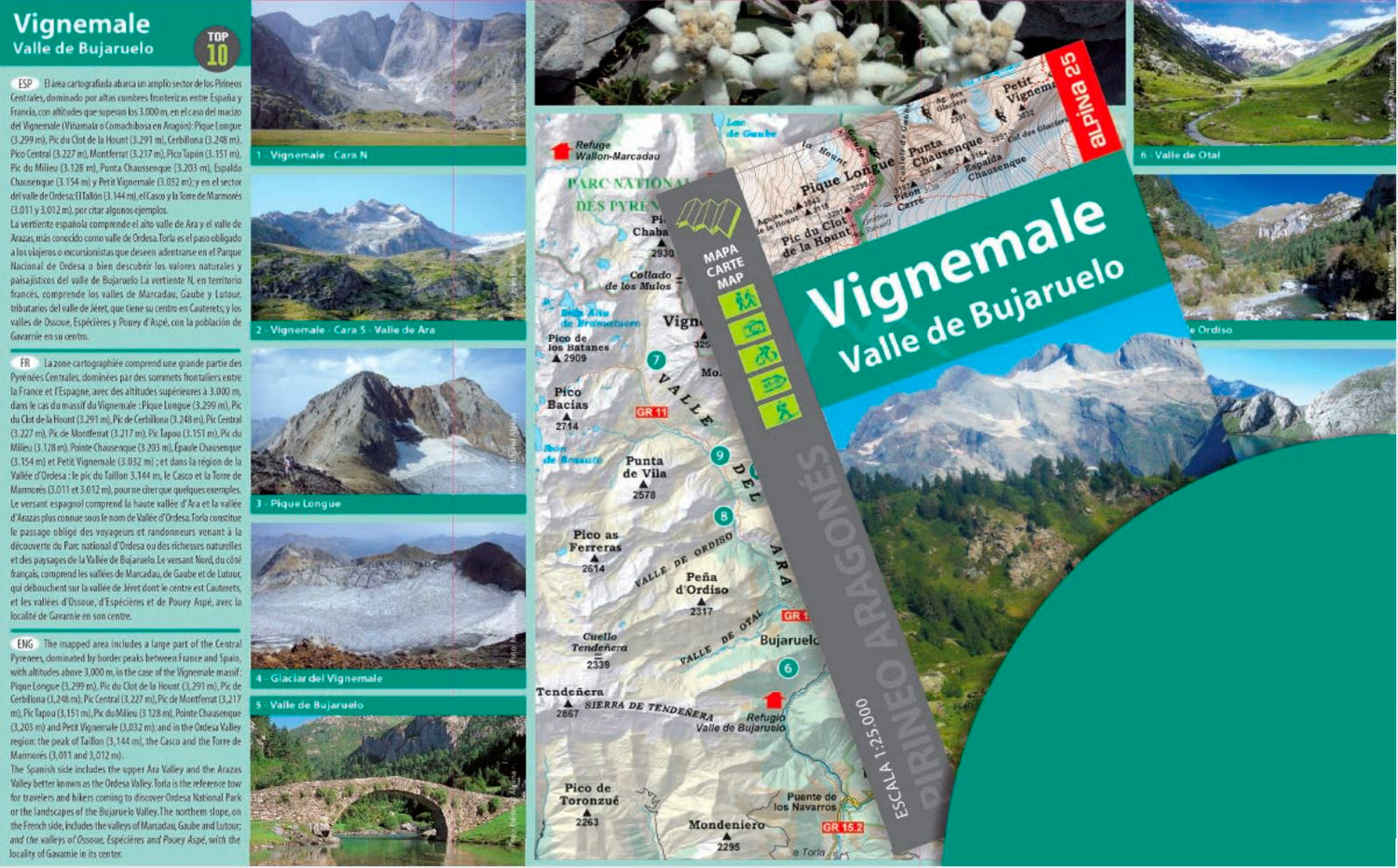 Carte de randonnée - Massif de Vignemale & Vallée de Bujaruelo (Pyrénées aragonaises) | Alpina carte de randonnée Editorial Alpina