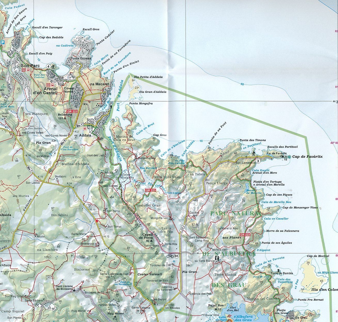 Carte de randonnée - Minorque, Cami de Cavall GR223 (îles Baléares) | Alpina carte de randonnée Editorial Alpina