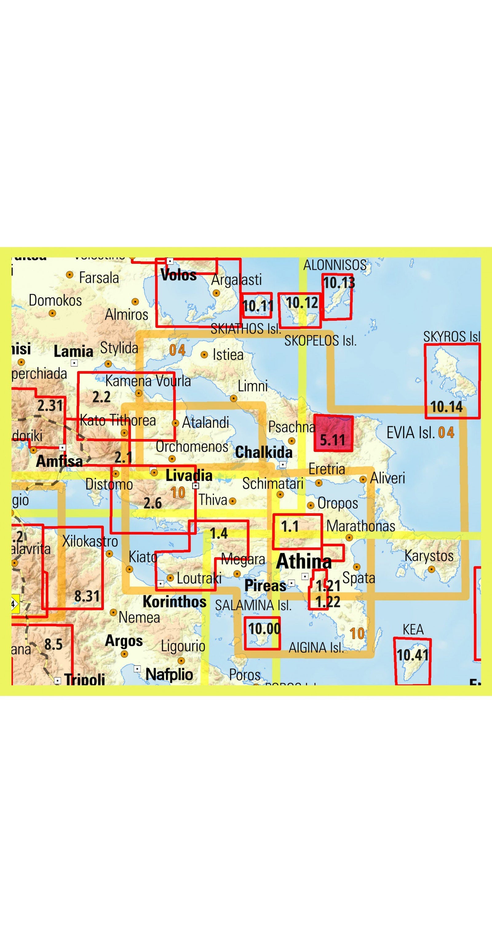 Carte de randonnée n° 5.1 - Mont Dirfis, Mont Xerovouni | Anavasi carte de randonnée Anavasi