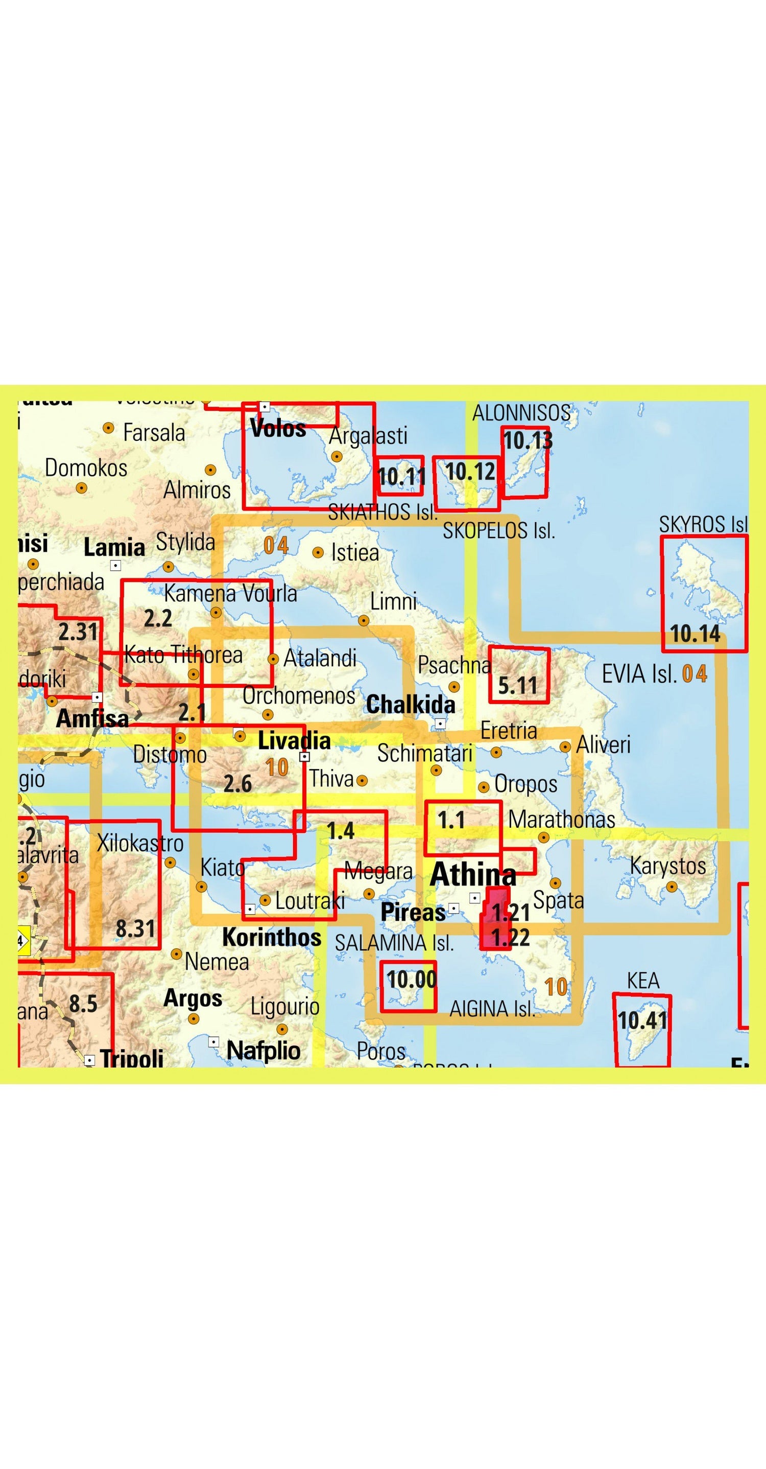 Carte de randonnée n° 1.2 - Mont Hymette Nord & Sud | Anavasi carte de randonnée Anavasi