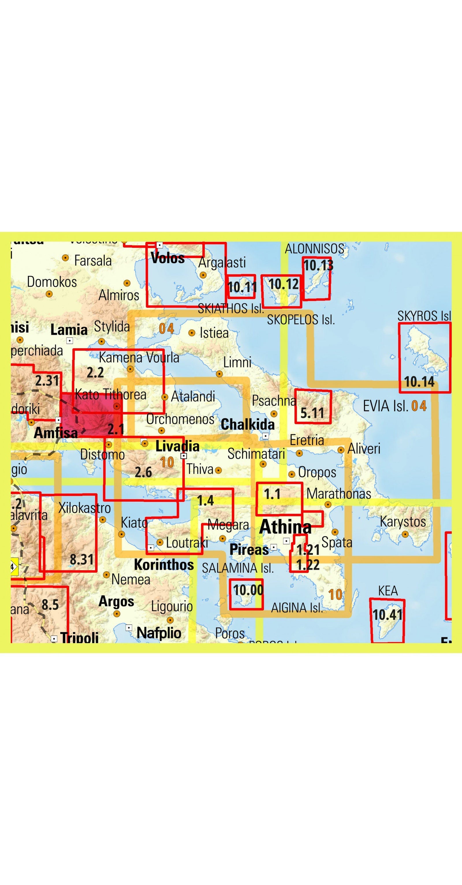 Carte de randonnée n° 2.1 - Mont Parnasse (Grèce) | Anavasi carte de randonnée Anavasi