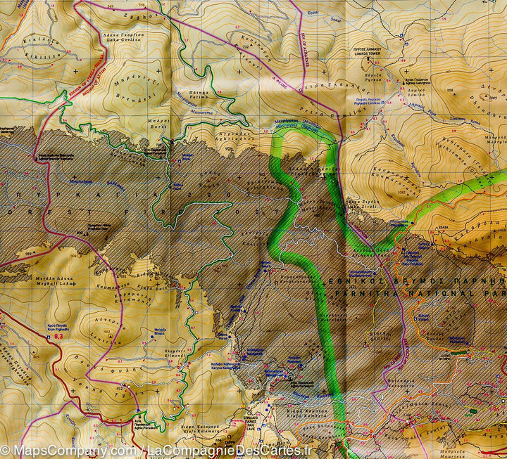 Carte de randonnée du mont Parnitha (Grèce) | Terrain Cartography - La Compagnie des Cartes