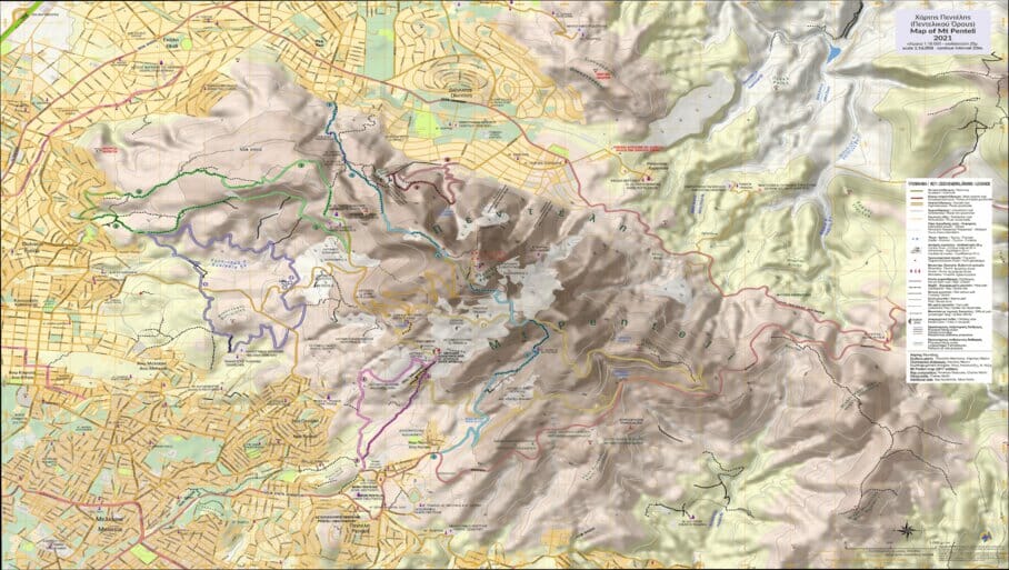 Carte de randonnée - Mont Penteli (Grèce) | Anavasi carte pliée Anavasi 