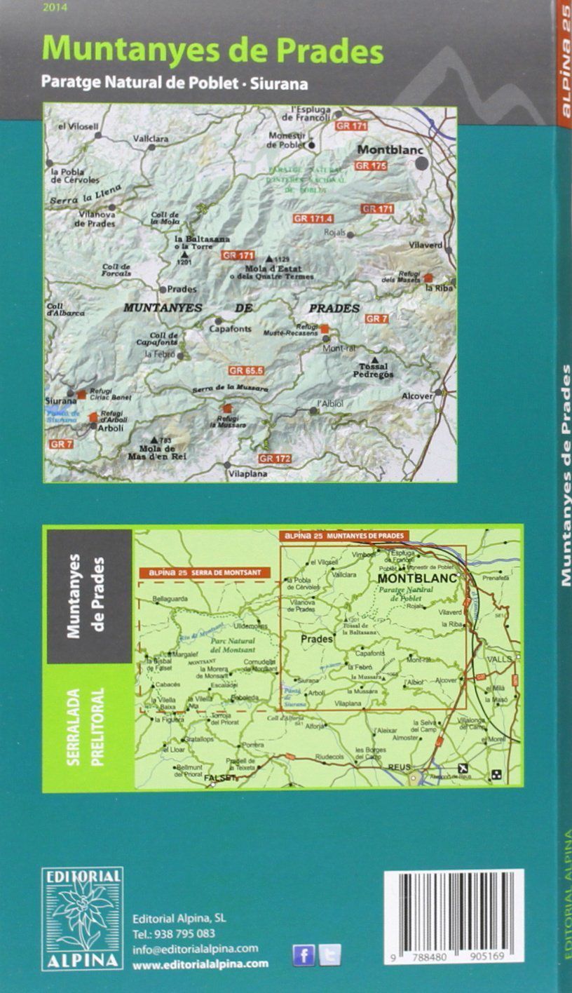 Carte de randonnée - Montagnes de Prades (Pyrénées Catalanes, Espagne) | Alpina carte de randonnée Editorial Alpina