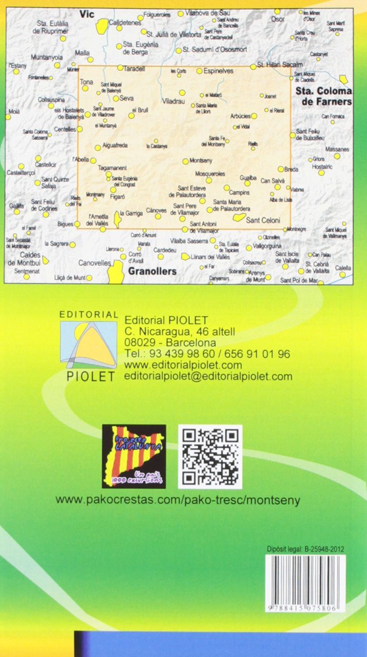 Carte de randonnée - Montseny : 60 randos, 100 lieux incontournables (Catalogne) | Piolet carte de randonnée Editorial Piolet