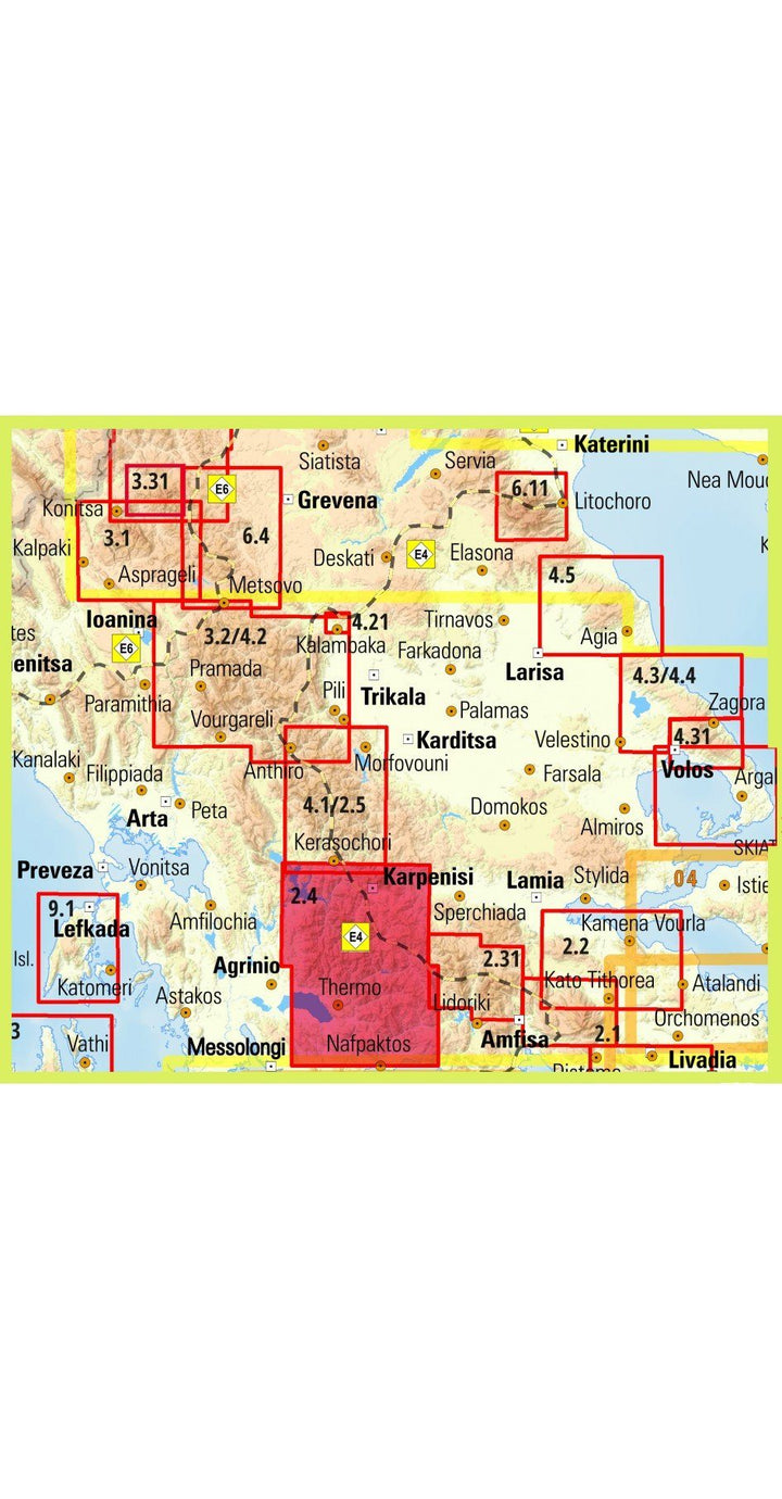 Carte de randonnée - Nafpaktos, Panaitoliko, Karpenisi (Grèce centrale) | Anavasi carte pliée Anavasi 