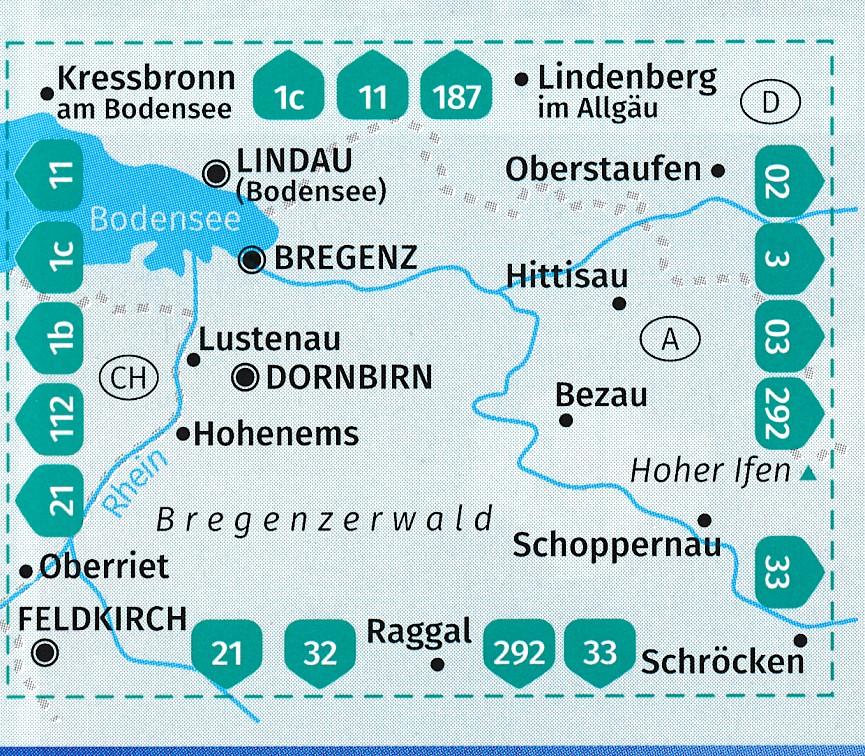 Carte de randonnée n° 002 - Bregenzerwald, Westallgaü (Allemagne) | Kompass carte pliée Kompass 