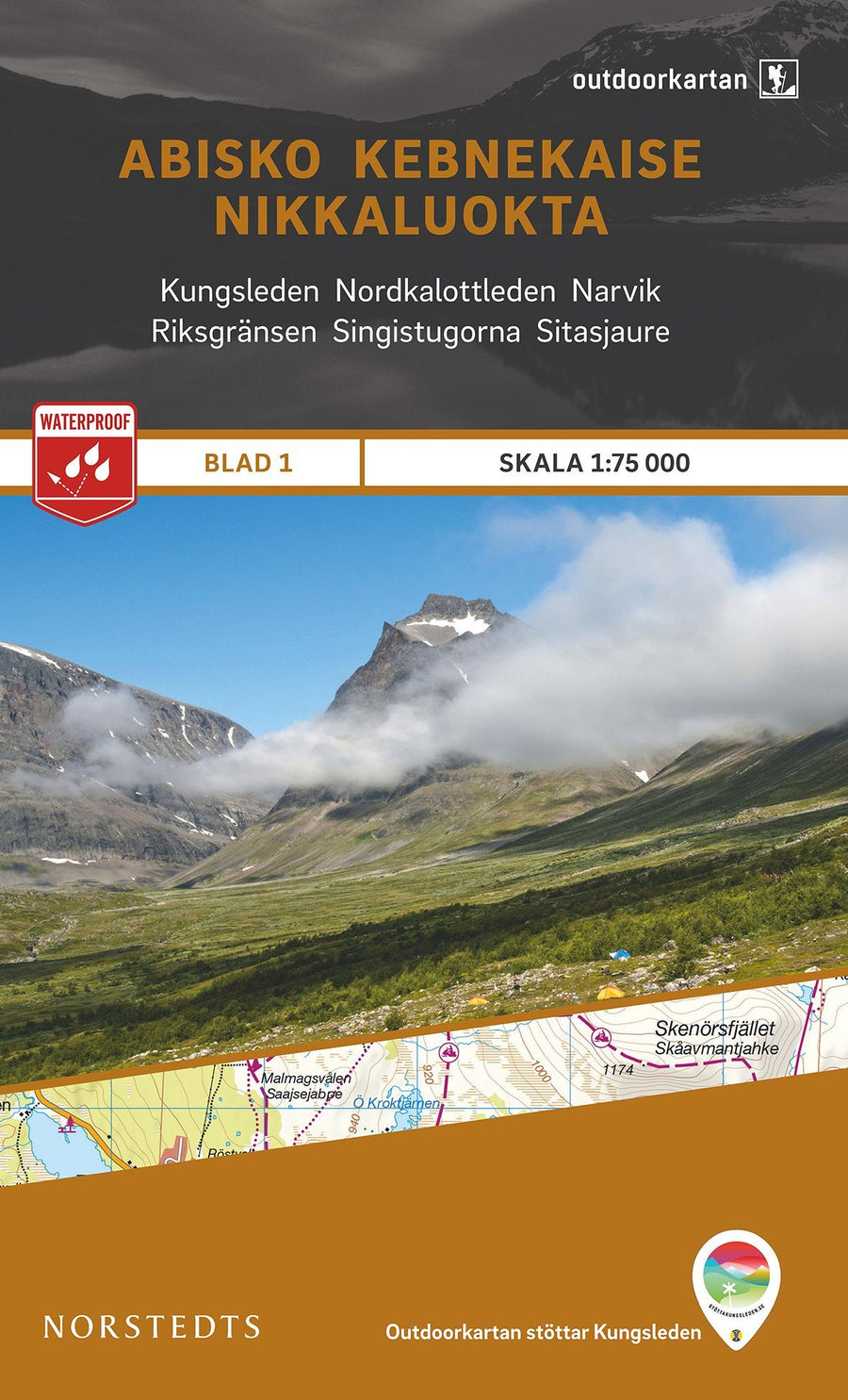 Carte de randonnée n° 01 - Abisko, Kebnekaise, Nikkaluokta (Suède) | Norstedts - Outdoor carte pliée Norstedts 