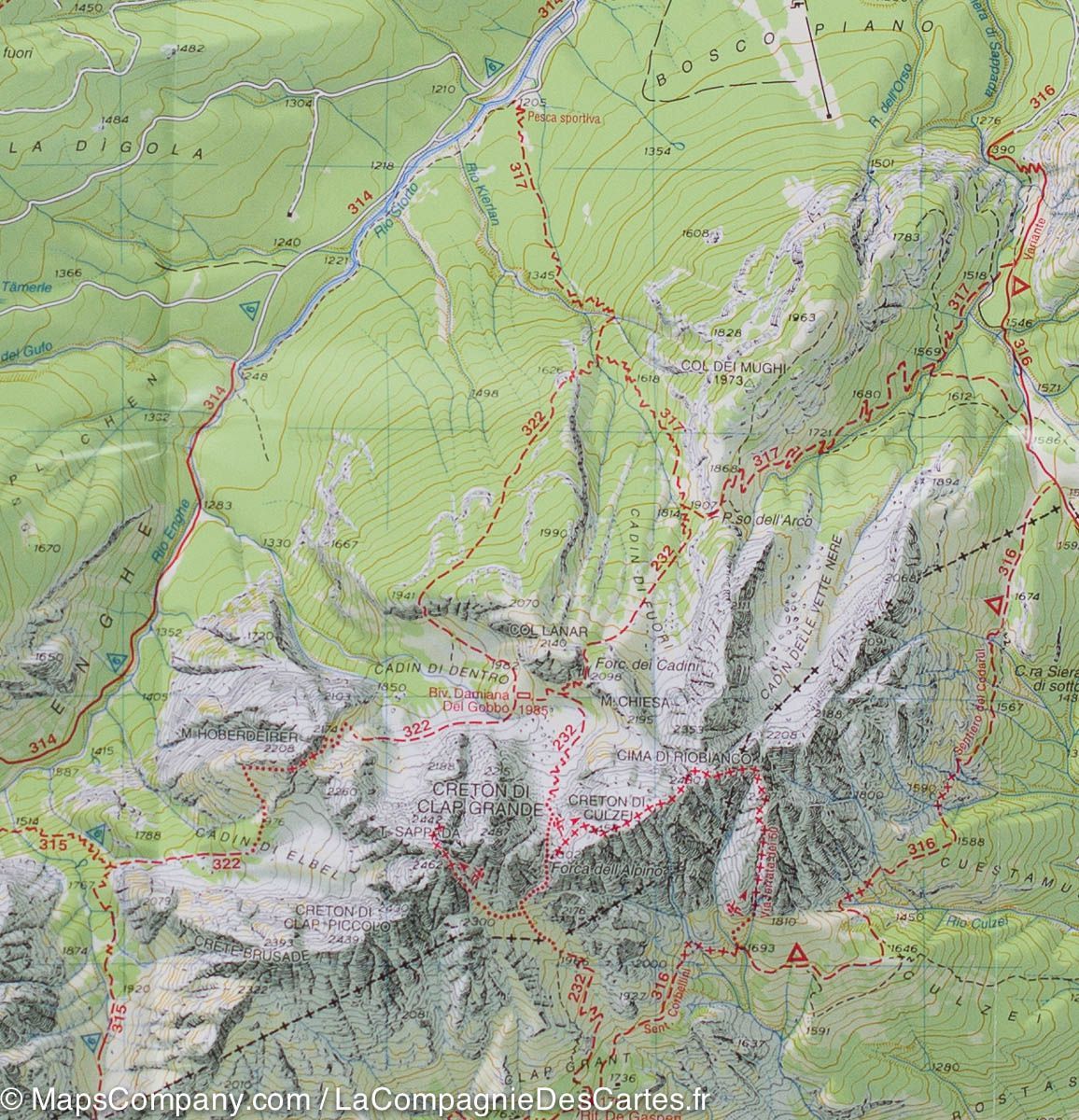 Carte de randonnée n° 01 - Sappada, San Stefano et Forni Avoltri (Alpes carniques, Italie) | Tabacco carte de randonnée Tabacco