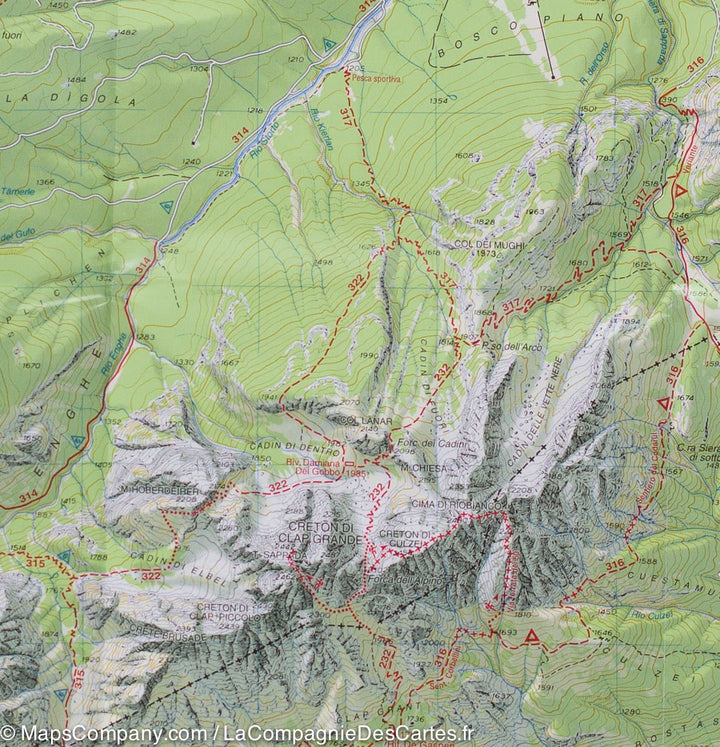 Carte de randonnée n° 01 - Sappada, San Stefano et Forni Avoltri (Alpes carniques, Italie) | Tabacco carte pliée Tabacco 