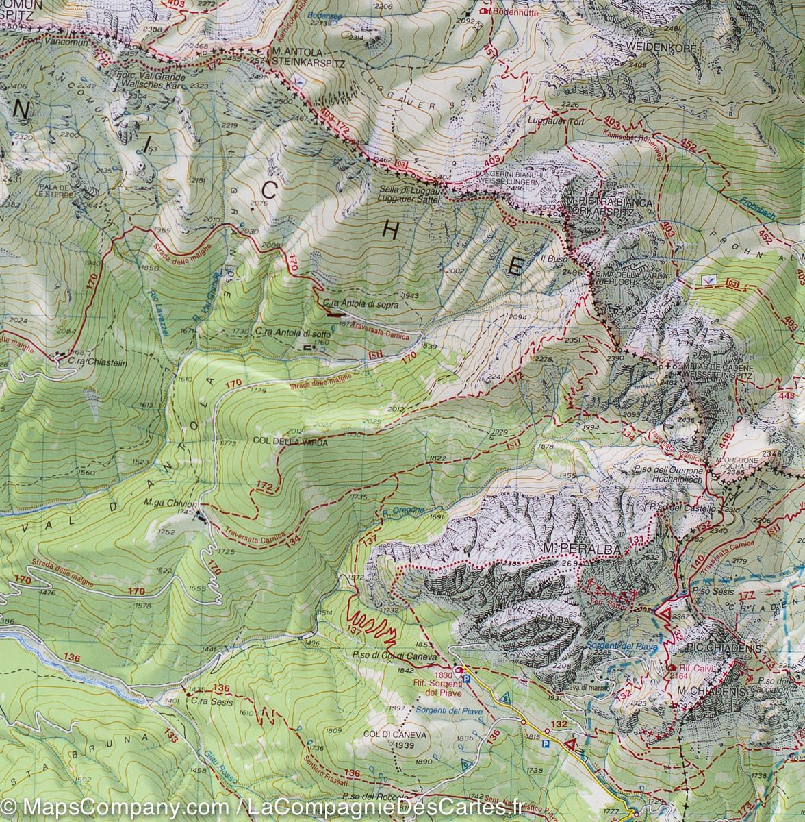 Carte de randonnée n° 01 - Sappada, San Stefano et Forni Avoltri (Alpes carniques, Italie) | Tabacco carte de randonnée Tabacco