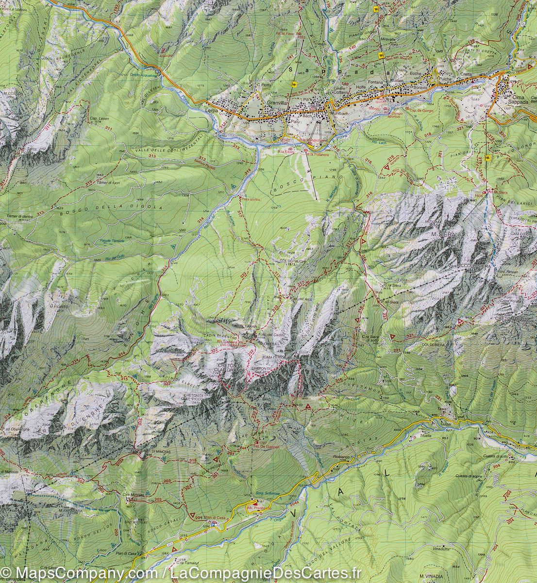 Carte de randonnée n° 01 - Sappada, San Stefano et Forni Avoltri (Alpes carniques, Italie) | Tabacco carte de randonnée Tabacco