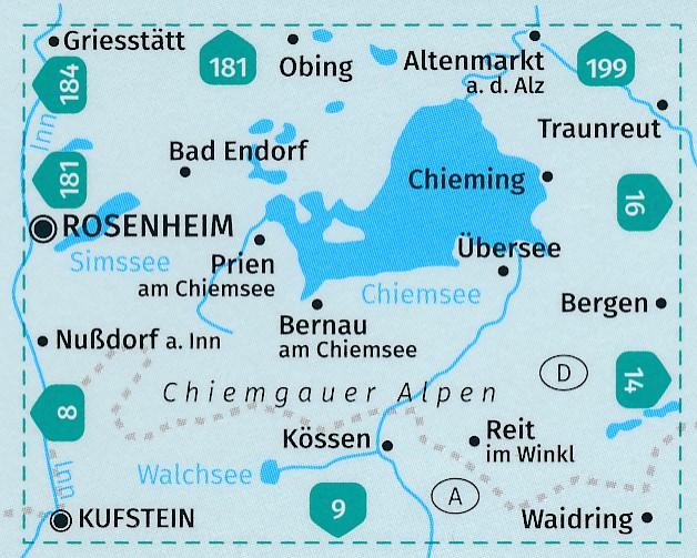 Carte de randonnée n° 010 - Chiemsee, Chiemgauer Alpen (Allemagne) | Kompass carte pliée Kompass 