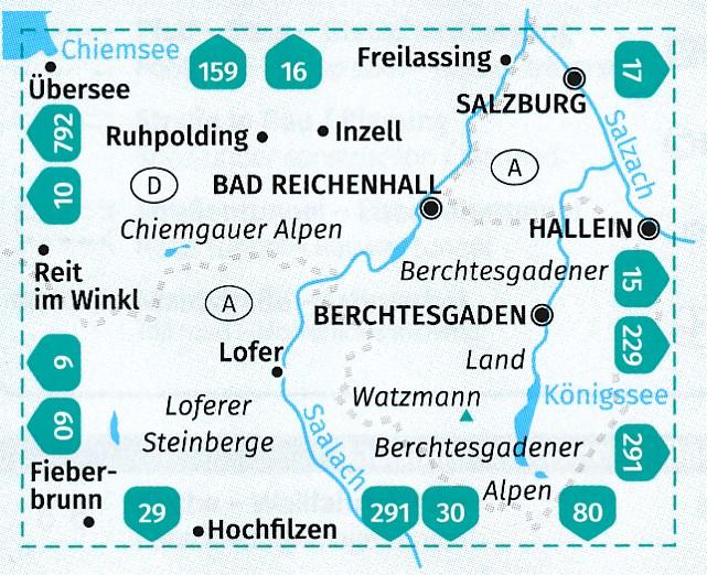 Carte de randonnée n° 014 - Berchtesgadener Land, Chiemgauer Alpen (Allemagne) | Kompass carte pliée Kompass 