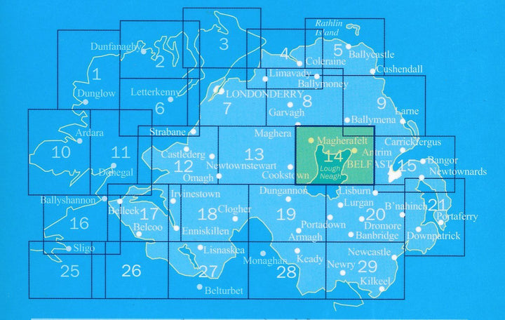 Carte de randonnée n° 014 - Lough Neagh - Antrim, Magherafelt (Irlande du Nord) | Ordnance Survey - Discoverer carte pliée Ordnance Survey 