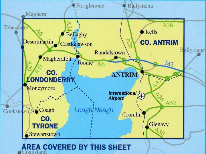 Carte de randonnée n° 014 - Lough Neagh - Antrim, Magherafelt (Irlande du Nord) | Ordnance Survey - Discoverer carte pliée Ordnance Survey 