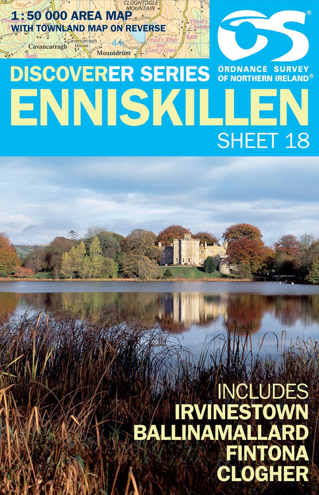 Carte de randonnée n° 018 - Enniskillen, Irvinestown, Ballinamallard (Irlande du Nord) | Ordnance Survey - Discoverer carte pliée Ordnance Survey 