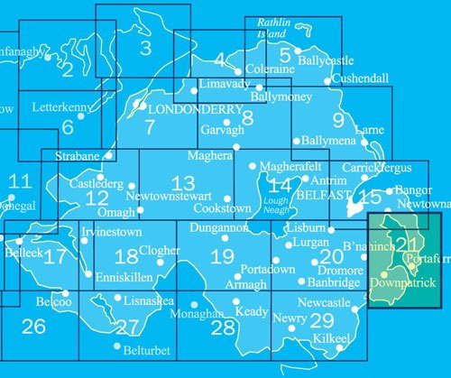 Carte de randonnée n° 021 - Strangford Lough (Irlande du Nord) | Ordnance Survey - Discoverer carte de randonnée Ordnance Survey