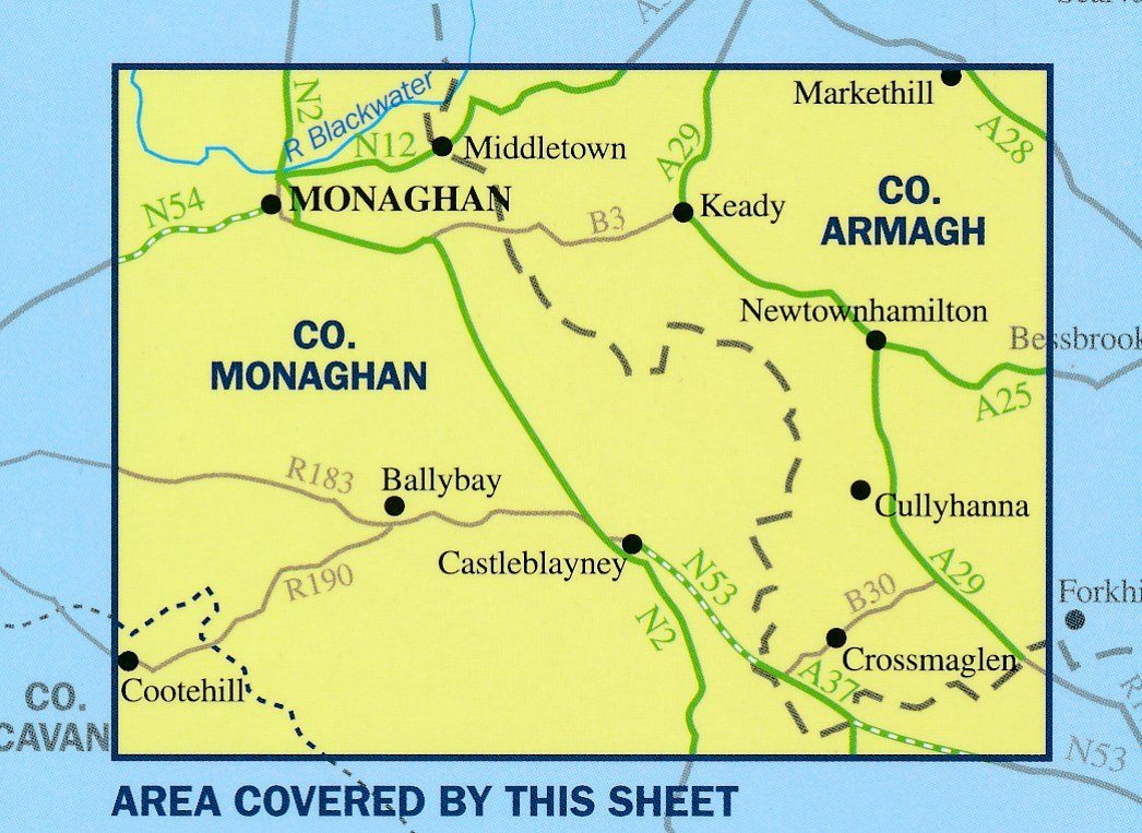Carte de randonnée n° 028 - Monaghan-Keady, Castleblayney (Irlande du Nord) | Ordnance Survey - Discoverer carte pliée Ordnance Survey 