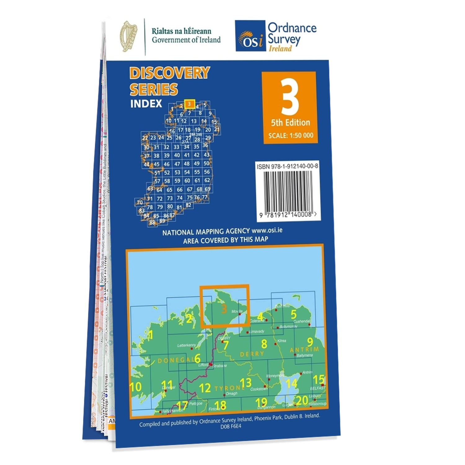 Carte de randonnée n° 03 - Donegal (NE), Derry (Irlande) | Ordnance Survey - série Discovery carte de randonnée Ordnance Survey Ireland