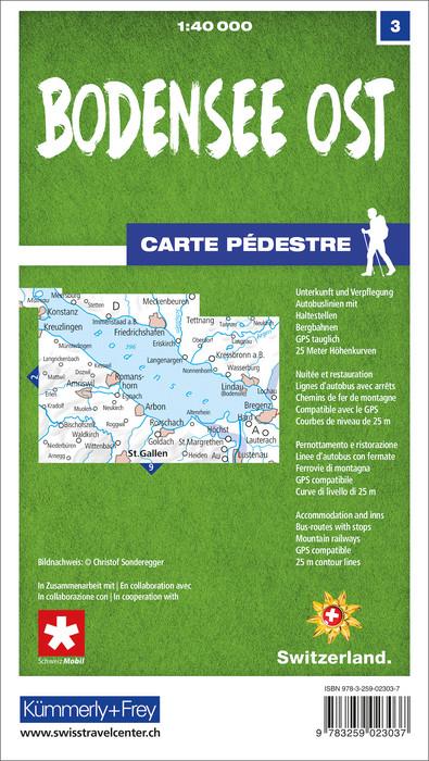 Carte de randonnée n° 03 - Lac de Constance Est (Suisse) | Kümmerly & Frey-1/40 000 carte de randonnée Kümmerly & Frey