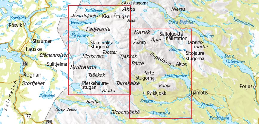 Carte de randonnée n° 03 - Saltoluokta, Padjelanta, Kvikkjokk (Suède) | Norstedts - Outdoor carte de randonnée Norstedts
