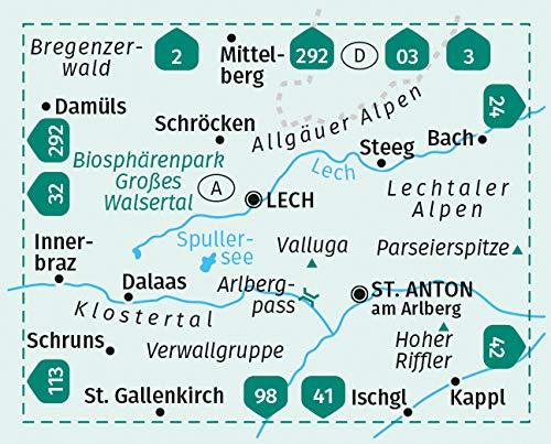 Carte de randonnée n° 033 - Arlberg Verwallgruppe (Autriche, Suisse) | Kompass carte pliée Kompass 