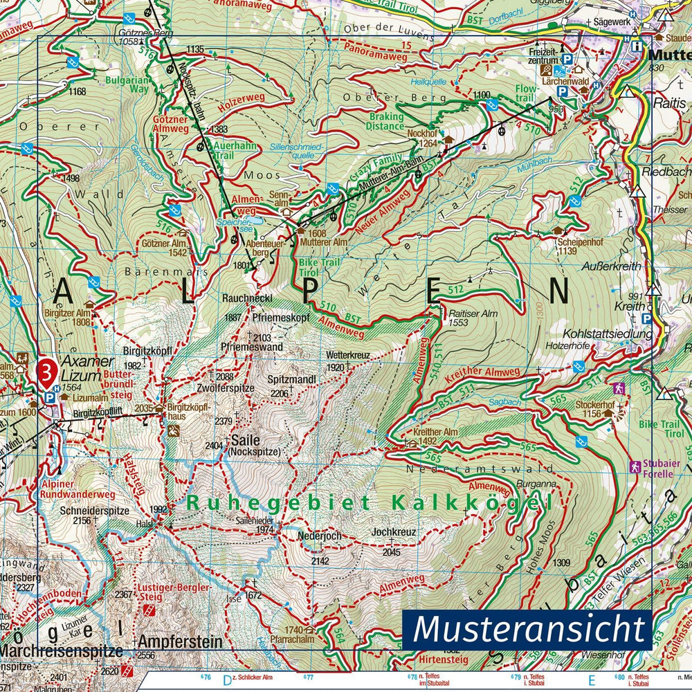 Carte de randonnée n° 034 - Tuxer Alpen, Inntal, Wipptal, Zillertal (Autriche) | Kompass carte pliée Kompass 