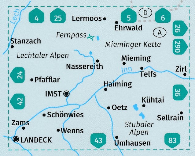Carte de randonnée n° 035 - Imst, Telfs, Kühta, Mieminger Kette (Autriche) | Kompass carte pliée Kompass 