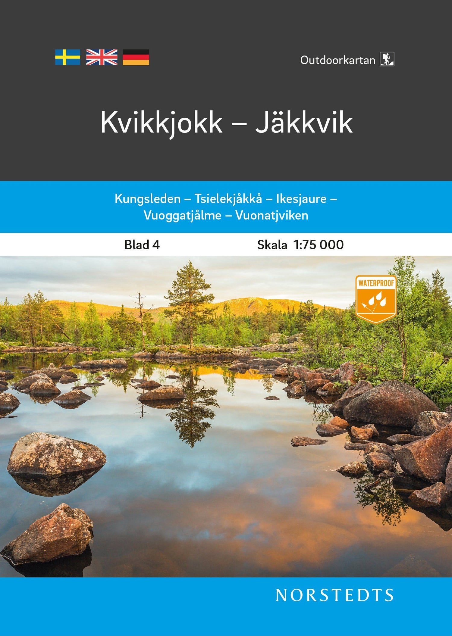 Carte de randonnée n° 04 - Kvikkjokk, Jäkkvik (Suède) | Norstedts - Outdoor carte de randonnée Norstedts
