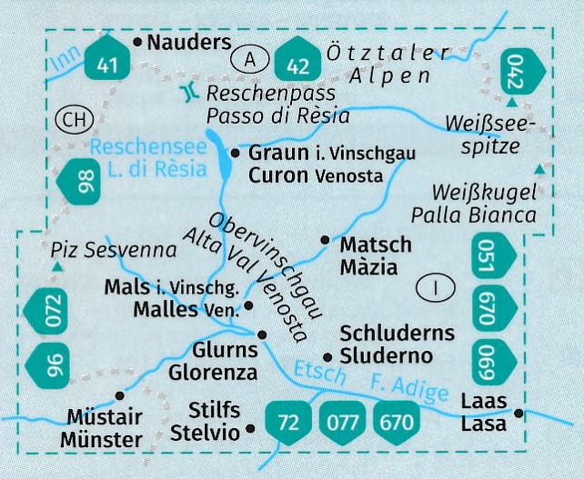 Carte de randonnée n° 041 - Obervinschgau / Alta Val Venosta (Sud-Tyrol) | Kompass carte de randonnée Kompass