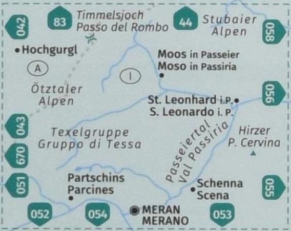 Carte de randonnée n° 044 - Passeiertal, Val Passiria (Sud-Tyrol) | Kompass carte de randonnée Kompass