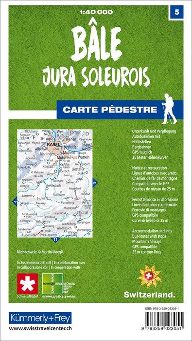 Carte de randonnée n° 05 - Bâle, Jura Soleurois (Suisse) | Kümmerly & Frey-1/40 000 carte de randonnée Kümmerly & Frey