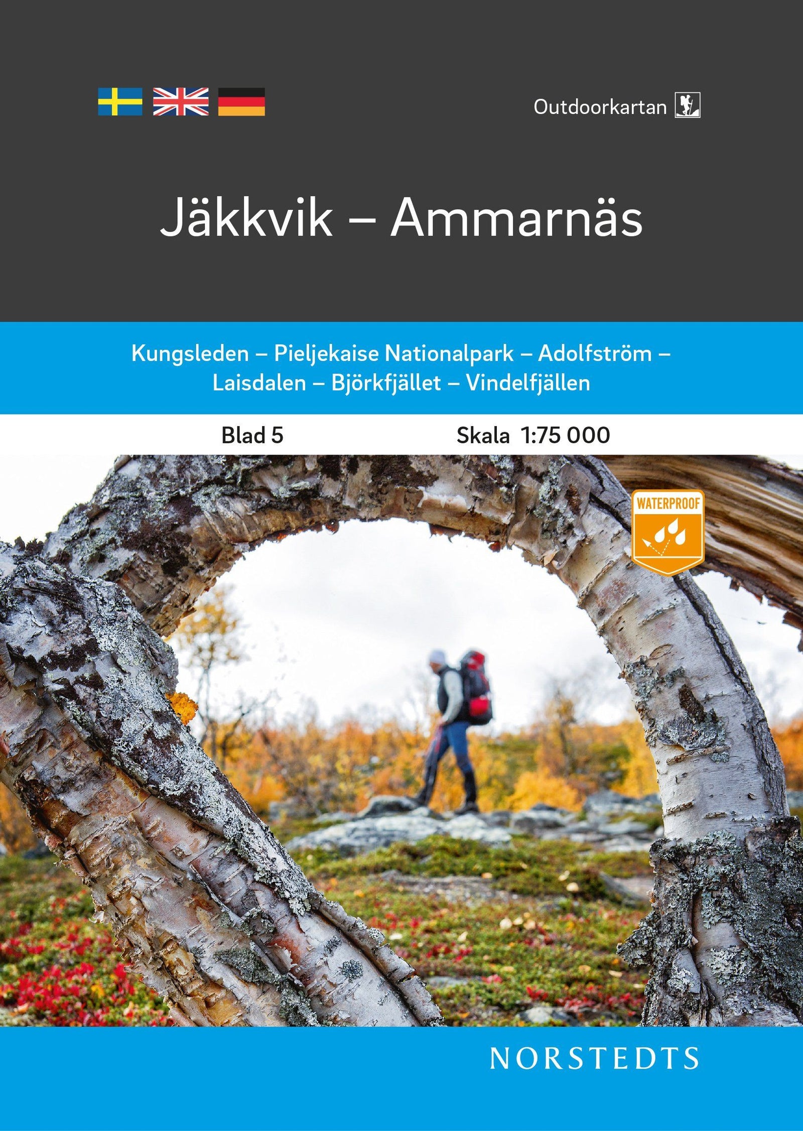 Carte de randonnée n° 05 - Jäkkvik, Ammarnäs (Suède) | Norstedts - Outdoor carte de randonnée Norstedts