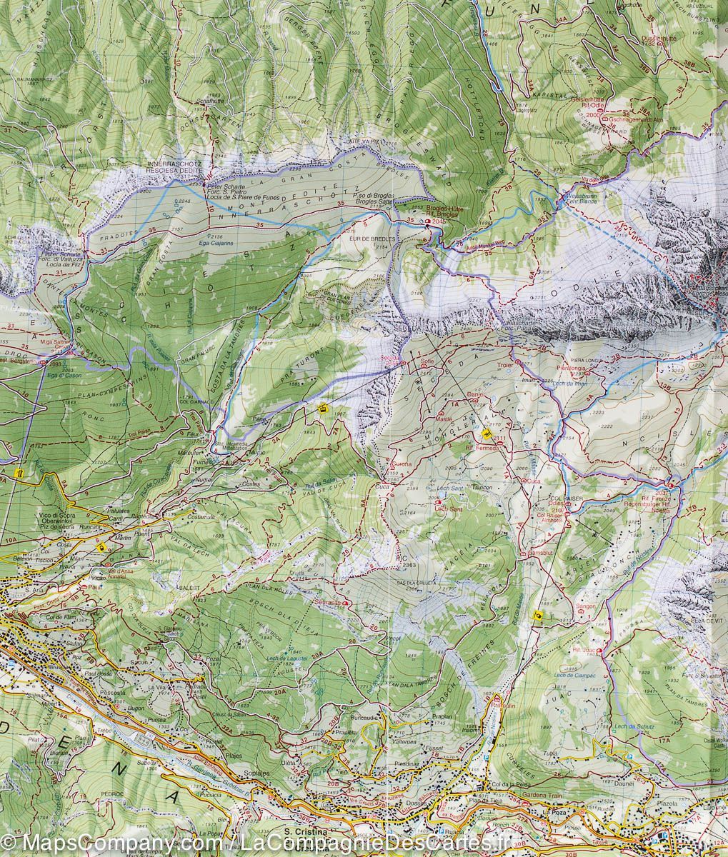 Carte de randonnée n° 05 - Val Gardena et Alpe di Siusi (Alpes, Italie) | Tabacco carte de randonnée Tabacco