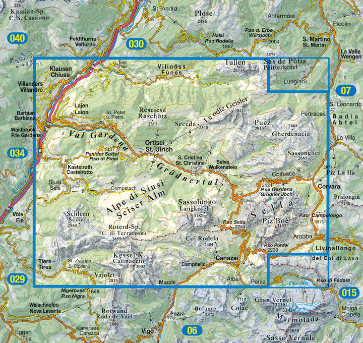 Carte de randonnée n° 05 - Val Gardena et Alpe di Siusi (Alpes, Italie) | Tabacco carte pliée Tabacco 
