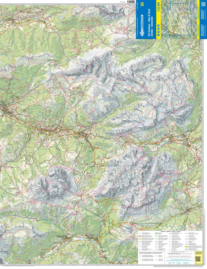 Carte de randonnée n° 05 - Val Gardena et Alpe di Siusi (Alpes, Italie) | Tabacco carte pliée Tabacco 