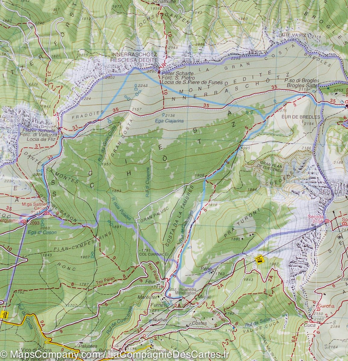 Carte de randonnée n° 05 - Val Gardena et Alpe di Siusi (Alpes, Italie) | Tabacco carte de randonnée Tabacco