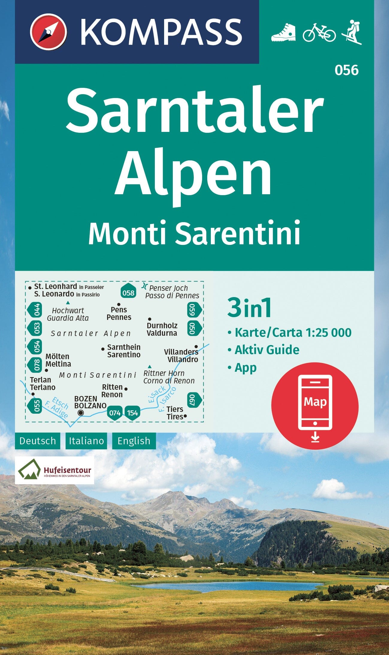 Carte de randonnée n° 056 - Sarntaler Alpen, Monti Sarentini (Alpes sarentines) (Italie) | Kompass carte de randonnée Kompass