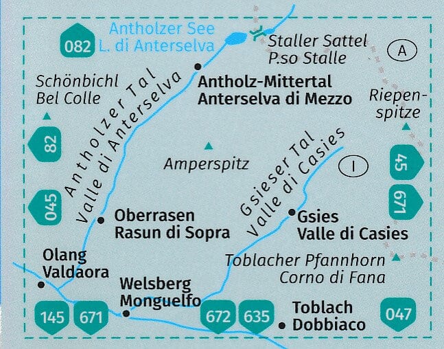 Carte de randonnée n° 057 - Antholz, Gsies, Anterselva, Valle di Casies (Italie) | Kompass carte de randonnée Kompass
