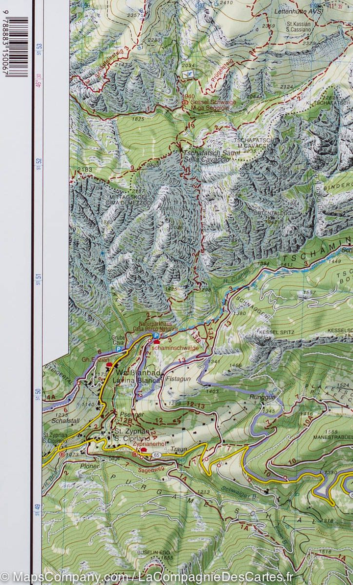 Carte de randonnée n° 6 du Val di Fassa (Dolomites, Italie) | Tabacco - La Compagnie des Cartes