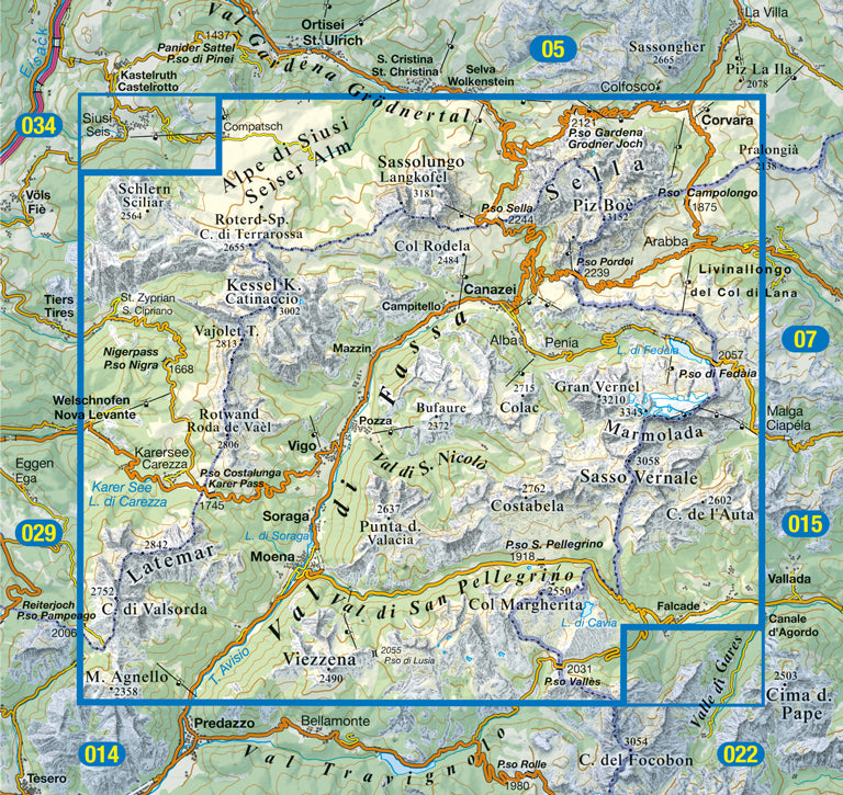 Carte de randonnée n° 06 - Val di Fassa (Dolomites, Italie) | Tabacco carte pliée Tabacco 