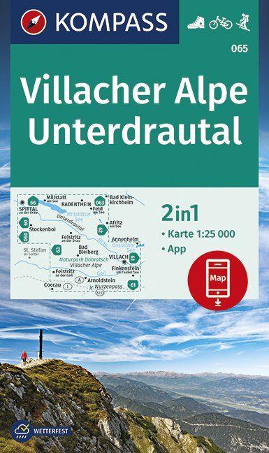 Carte de randonnée n° 065 - Villacher Alpe, Unterdrautal (Autriche) | Kompass carte de randonnée Kompass