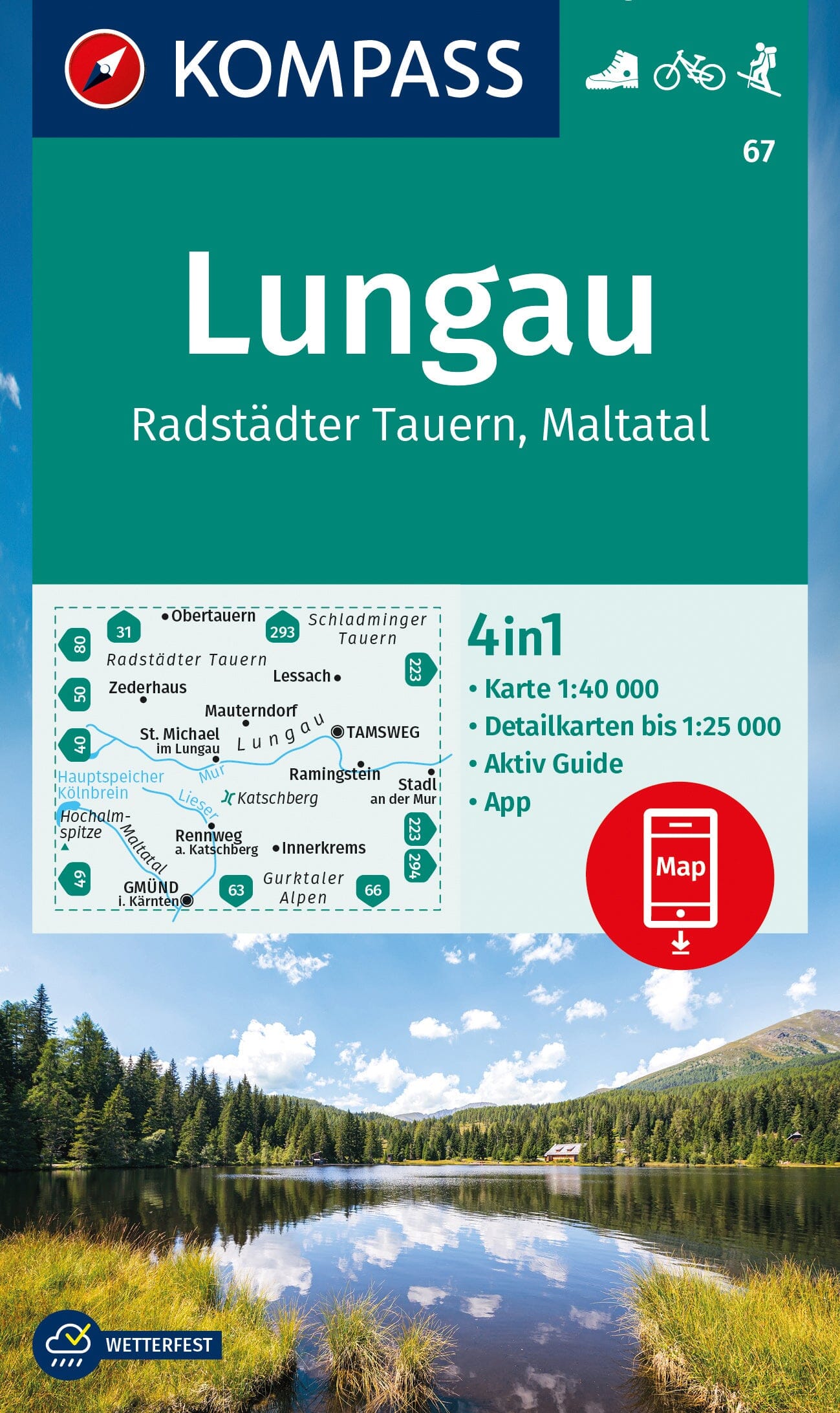 Carte de randonnée n° 067 - Lungau, Radstädter Tauern +Guide (Tyrol, Autriche) | Kompass carte de randonnée Kompass