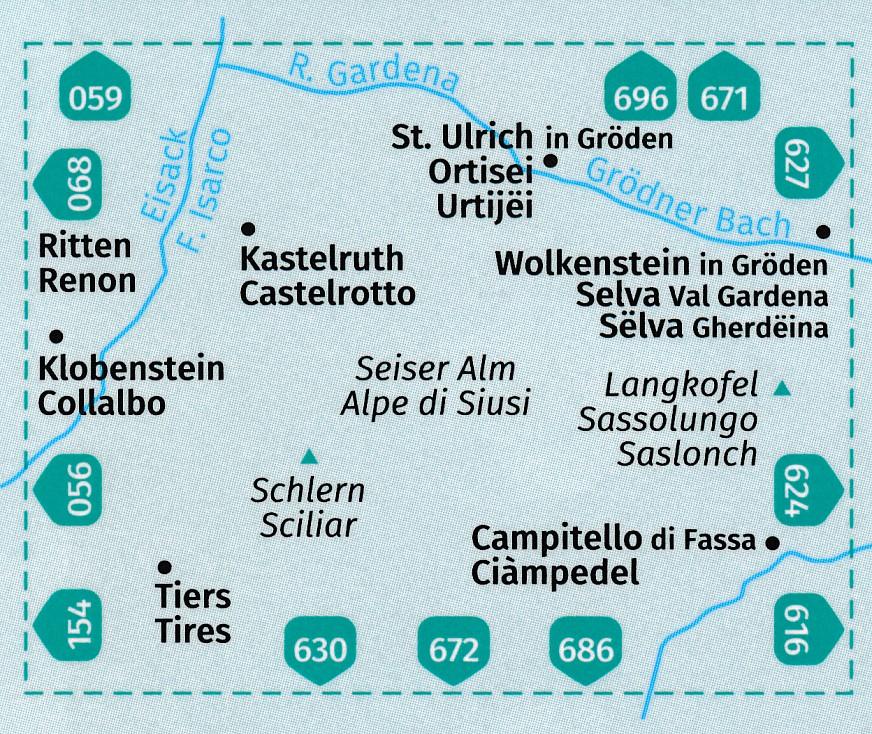 Carte de randonnée n° 067 - Seiser Alm, Alpe di Siusi + Aktiv Guid (Sud Tyrol) | Kompass carte pliée Kompass 