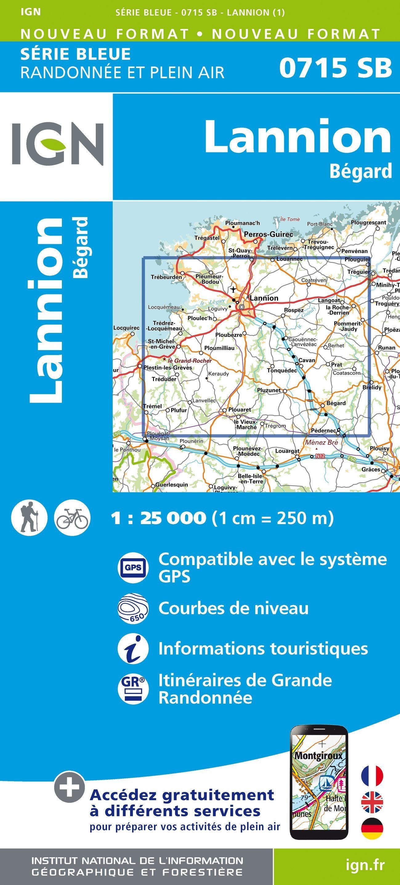 Carte de randonnée n° 0715 - Lannion, Bégard | IGN - Série Bleue carte de randonnée IGN Default Title
